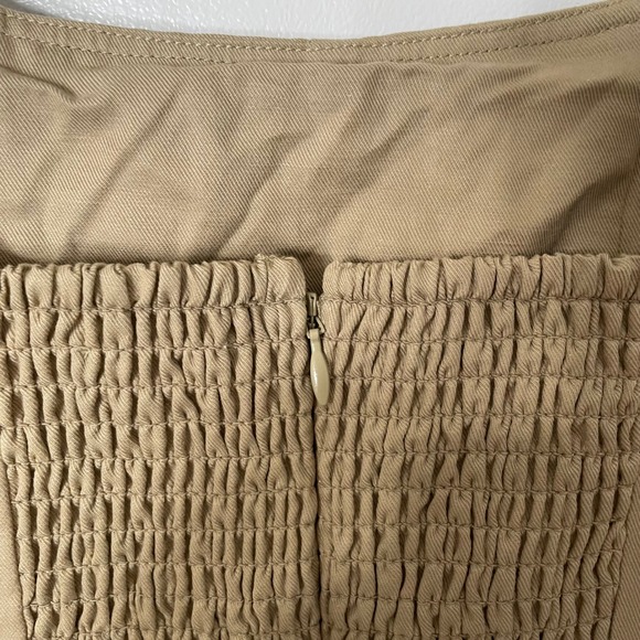 Madewell Petite Seamed Squareneck Midi Dress Khaki Tan 2P Corset Linen Blend NWT - Picture 10 of 11